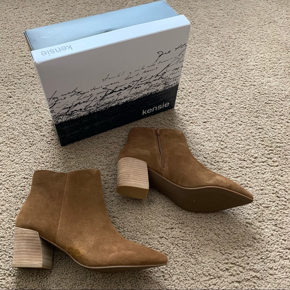 NEW Kensie Brown Suede Heeled Booties - Picture 10 of 14